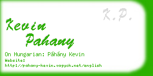 kevin pahany business card